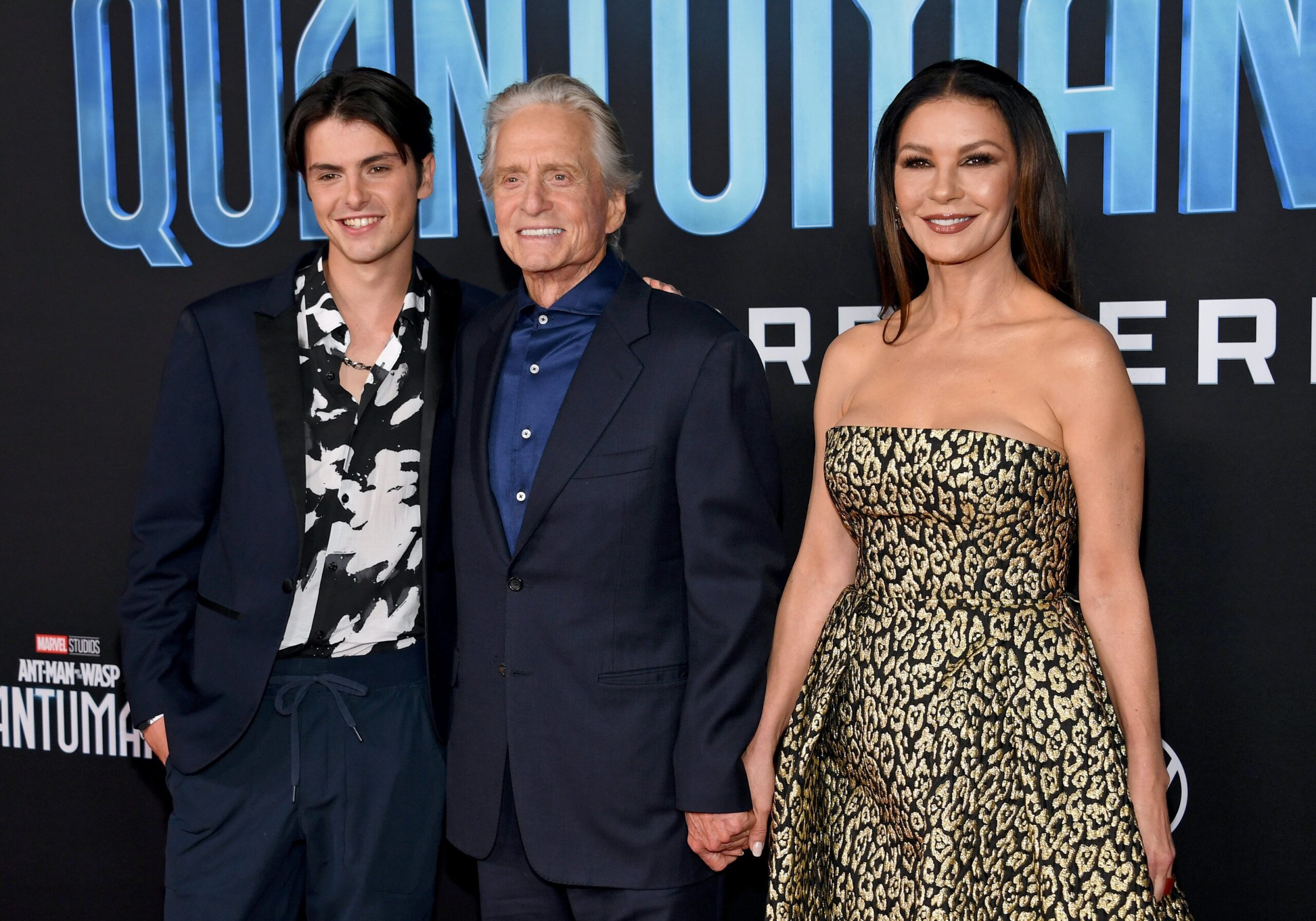 Dylan Douglas, Michael Douglas, and Catherine Zeta-Jones attend “Ant-Man And The Wasp: Quantumania" at Regency Village Theatre on February 6, 2023 in Los Angeles, California ┃Source: Getty Images